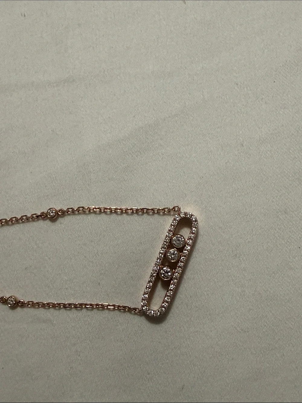 Delicate Rose Gold Bar Necklace with Pavé Accents